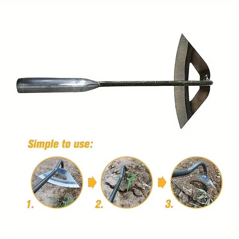 Premium All Steel Hardened Hollow Garden Hoe Hand Weeding Rake Tool