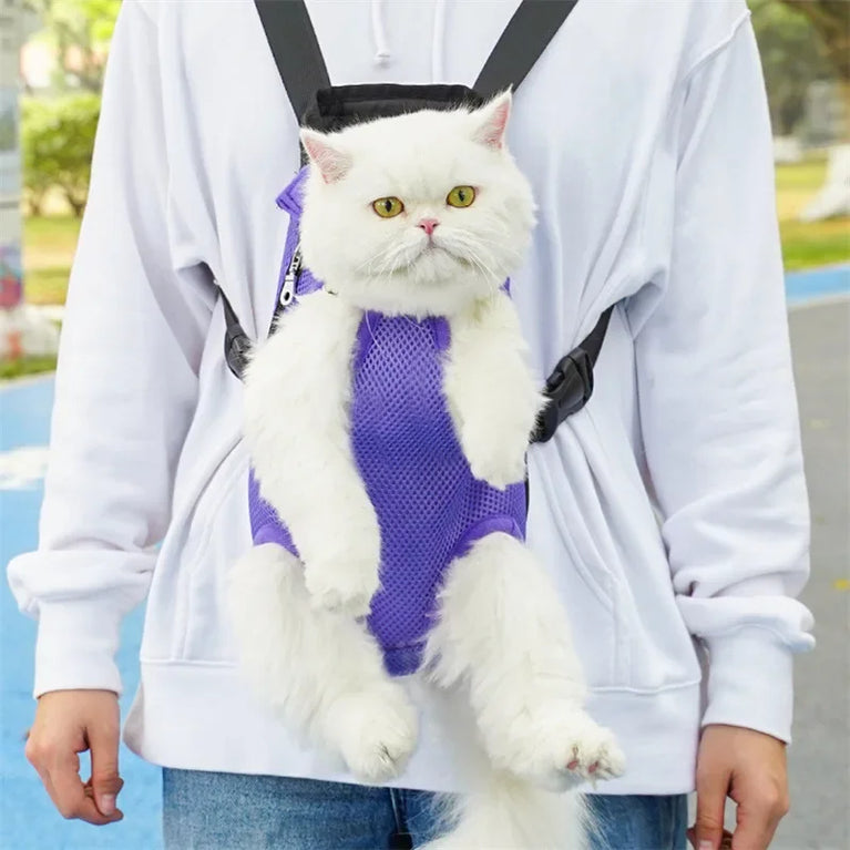 Portable Pet Mesh Backpack | Dual-Shoulder Outdoor Travel Carrier