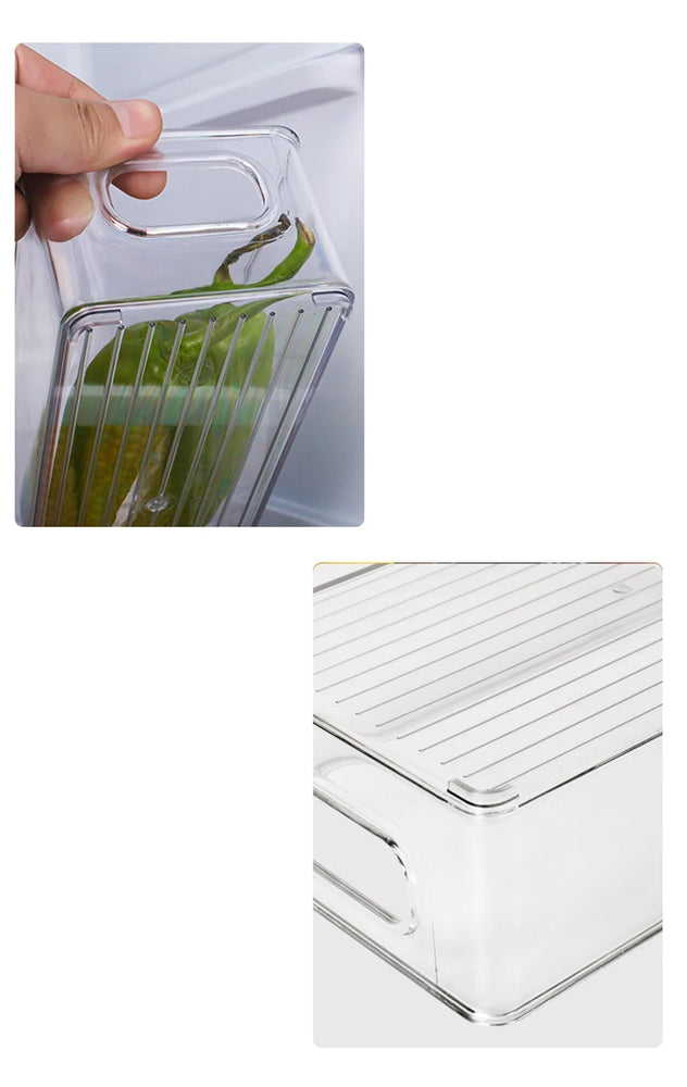 Transparent Refrigerator Storage Box Fridge Organizer Clear Plastic Container for Kitchen Storage