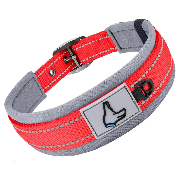 Padded Dog Collars Reflective Adjustable Heavy Duty Nylon Wide