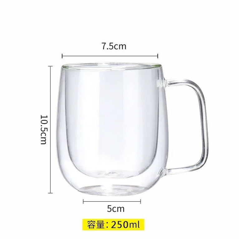 Double-Wall Borosilicate Glass Cup | Heat-Resistant Insulated Drinkware