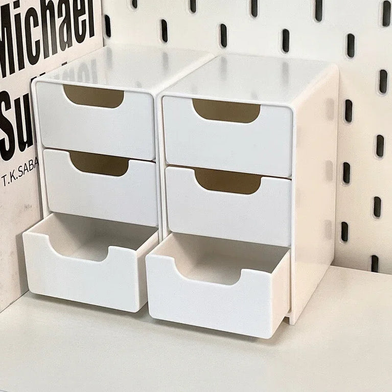 Chic 3-Tier Desk Organizer with Drawers Storage Divider Box