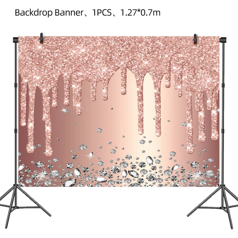 Rose Gold Theme Party Disposable Tableware Set Wedding Birthday Decor