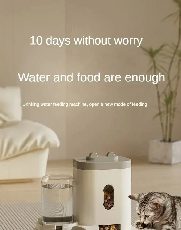 Automatic Cat Dog Feeder Bowl Water Dispenser Large Capacity
