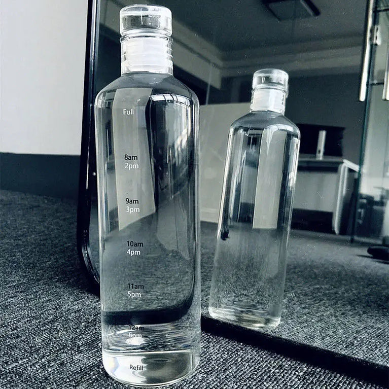 500/750ml PC Plastic Time Marker Water Bottle Leakproof Gym Sport Large Capacity Drink Bottle with Lid