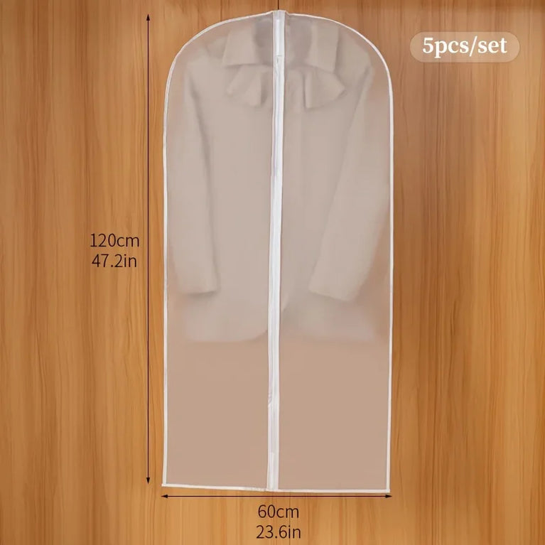 5-Piece Dust-Proof Garment Protector Set | Full-Enclosure Zippered Clothes Bags