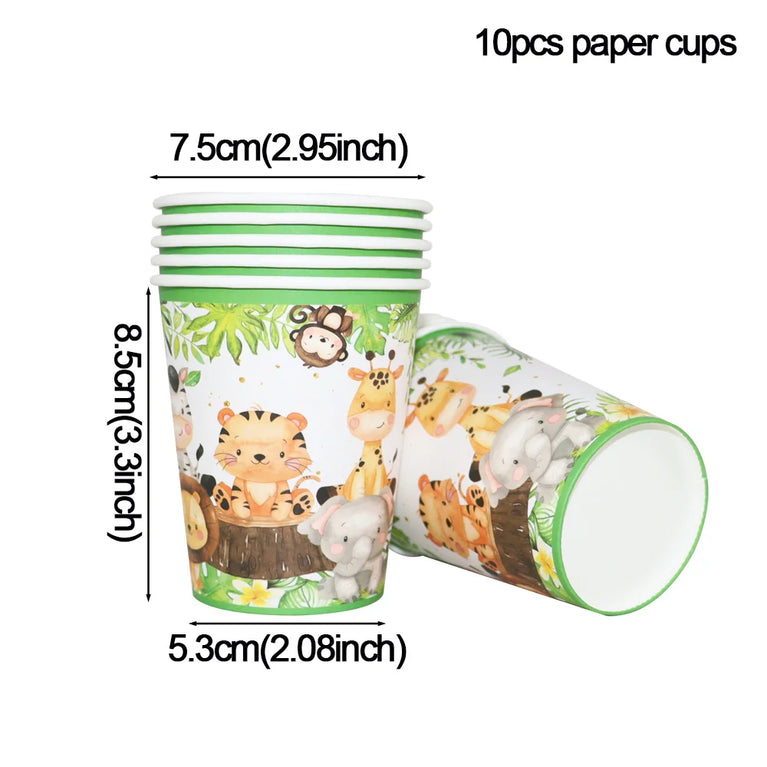 Wild One Animals Jungle Safari Birthday Disposable Tableware Set