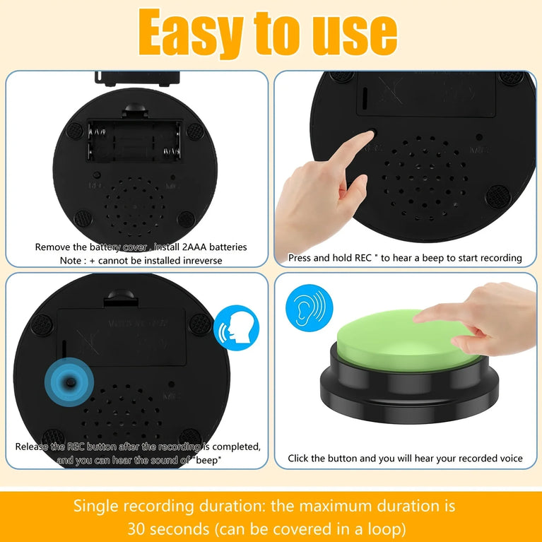 Recordable Dog Communication Button Interactive Talking Toy Fun
