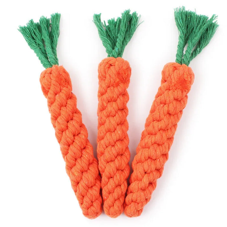 Carrot Rope Dog Chew Toy Bite Resistant Teeth Cleaning Fun