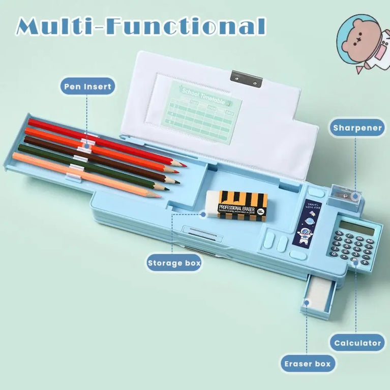 Multifunctional Pencil Case | Integrated Calculator & Sharpener Stationery Box
