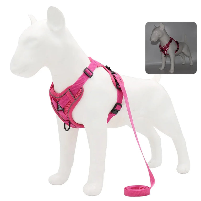 LED Light Reflective Dog Harness Vest With Leash Adjustable Pet Set