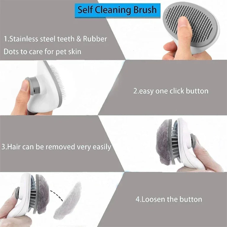 Stainless Steel Pet Hair Remover Brush Professional Deshedding Grooming Tool