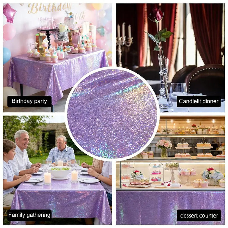 Purple Iridescent Laser Disposable Tablecloth for Party Decoration