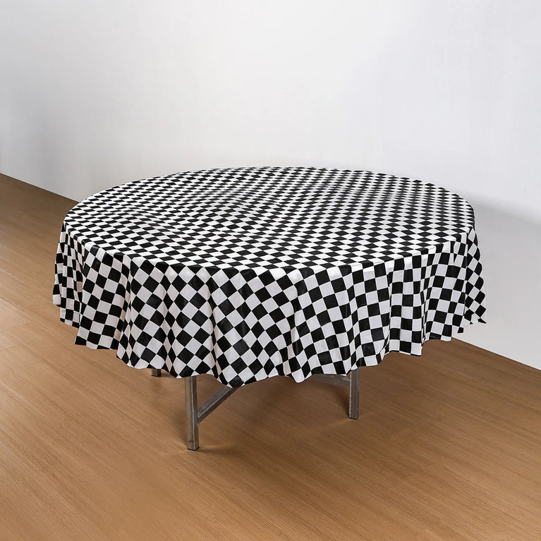 1Pc Disposable Round Table Cloth 84 Inch Plastic Tablecloth Wedding Birthday Party Decor