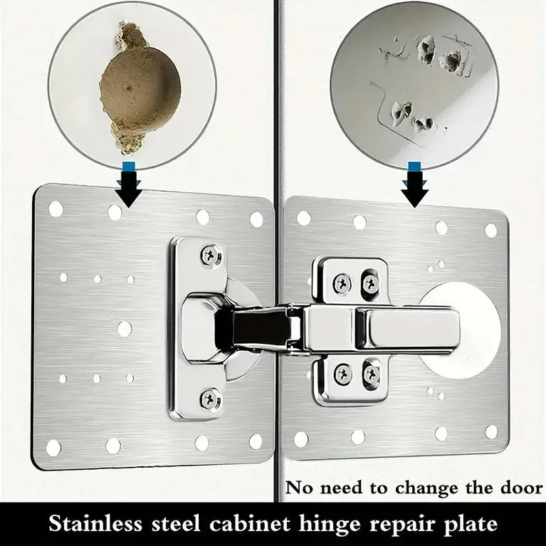 Stainless Steel Hinge Repair Plate Set | Cabinet Door Mounting & Flat Fixing Brackets