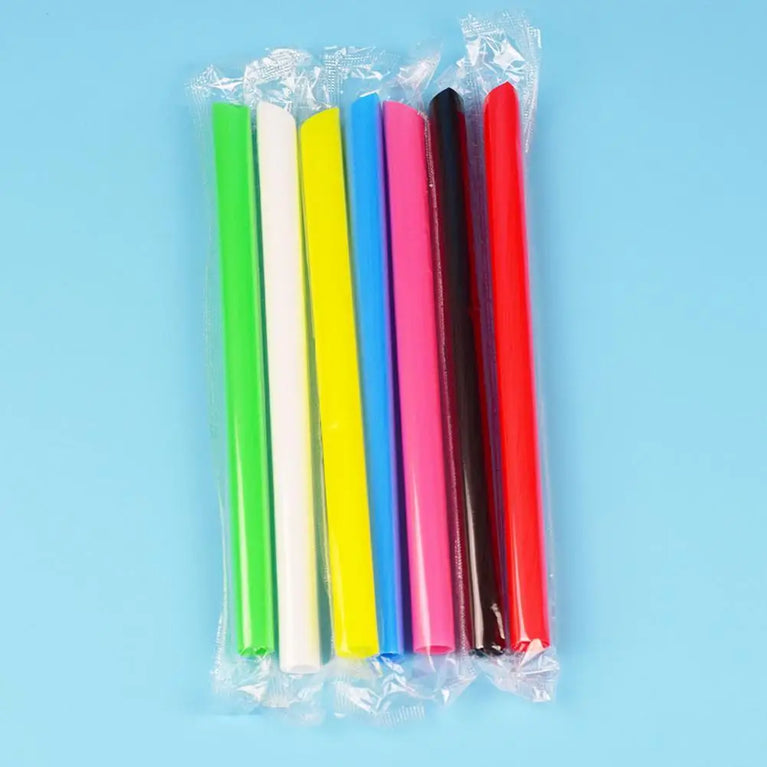 50PCS Jumbo Colored Bubble Tea Straws 19cm Disposable Use