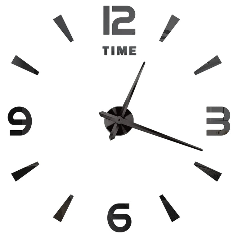 3D DIY Large Wall Clock | Modern Acrylic Mirror Surface Home Décor