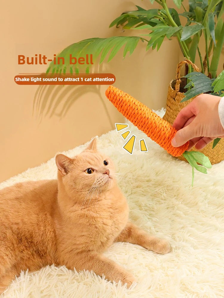 Cat Carrot Hemp Rope Chew Toy Teeth Grinding Interactive Kitten Scratching Fun Toy