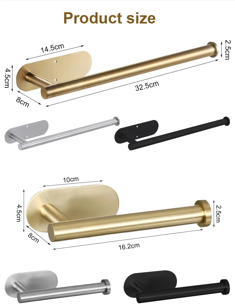 Stainless Steel Paper Towel Holder | Multi-Function Wall Mount & Under Cabinet Rack