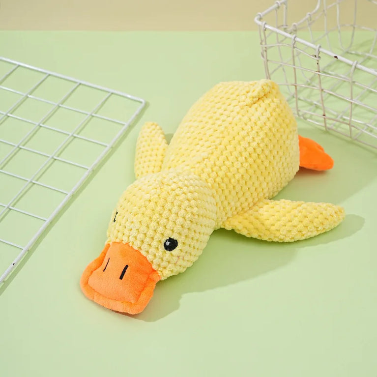 Plush Sleeping Duck Dog Toy Squeaky Chew Toy for Training Fun