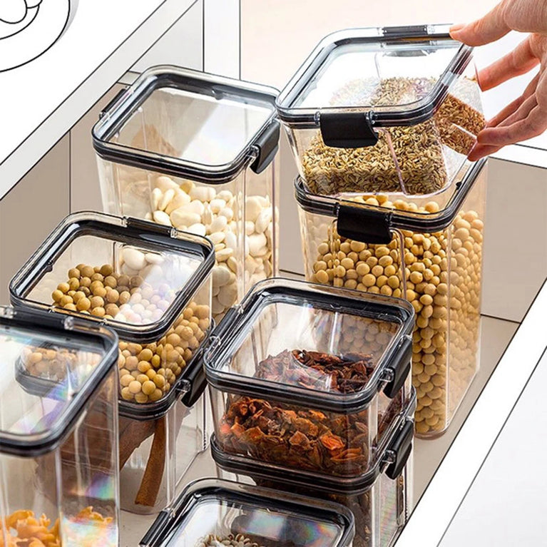 Plastic Food Containers with Lids Large Capacity Airtight Storage Jars