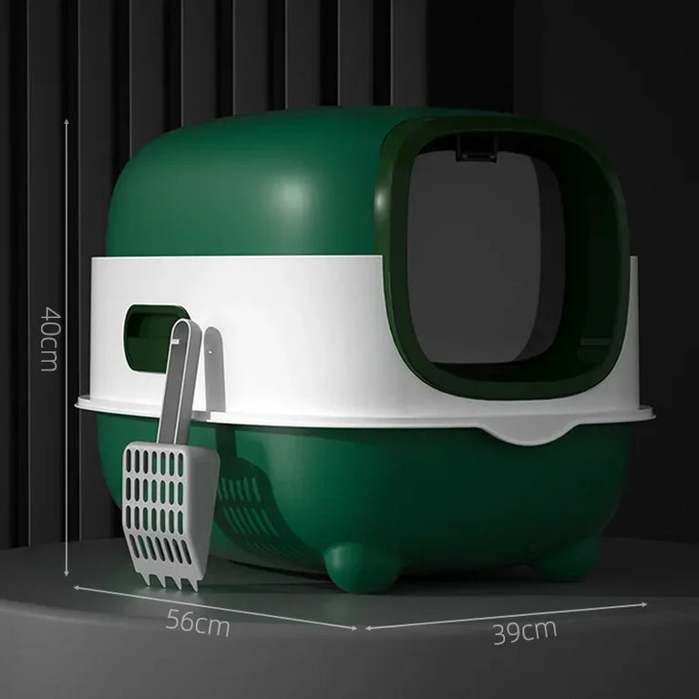 Fully Enclosed Oversized Cat Litter Box | Deodorizing Flip-Top Pet Toilet