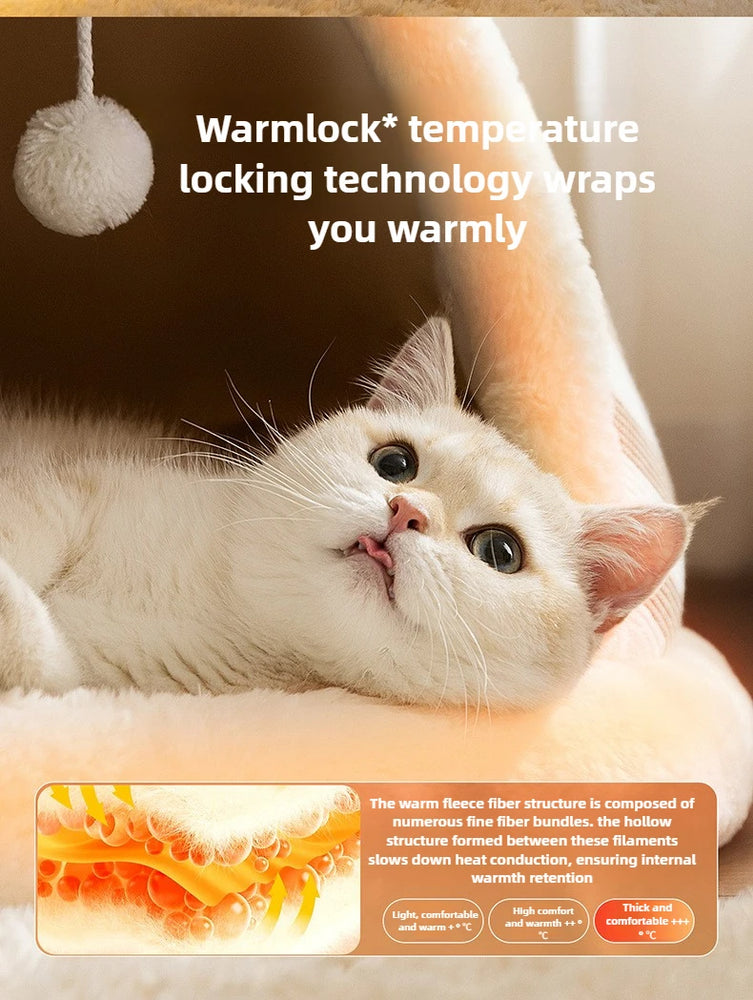 Winter Warm Knitted Cat Bed Cozy Tent Cat Heating Pad House