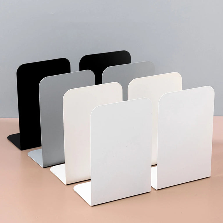 Simple Metal Bookends | 2-Piece Heavy-Duty Non-Slip Desktop Organiser
