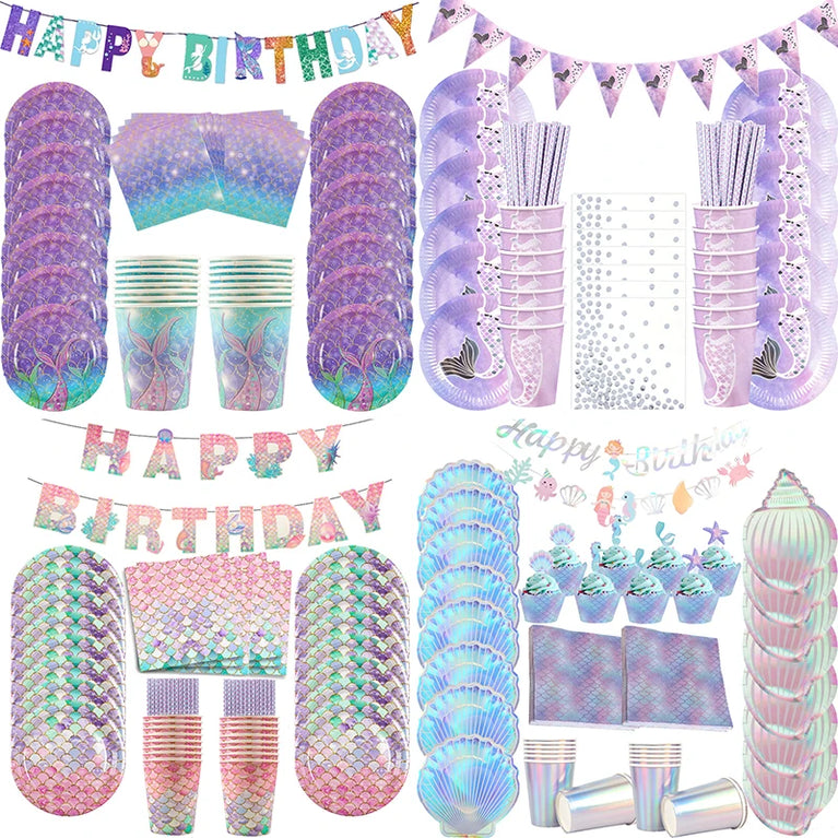 Mermaid Princess Birthday Party Set | Enchanting Disposable Tableware