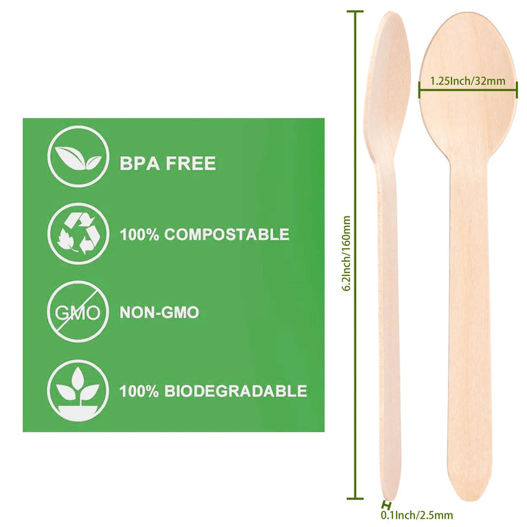 50/100Pcs Disposable Wooden Spoons for Ice Cream Dessert Party Use