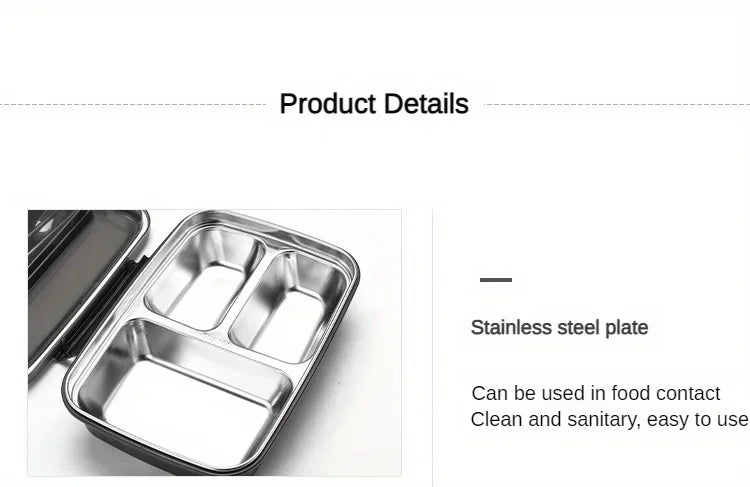 Leak Proof Stainless Steel Lunch Box 3/4 Compartment Bento Container