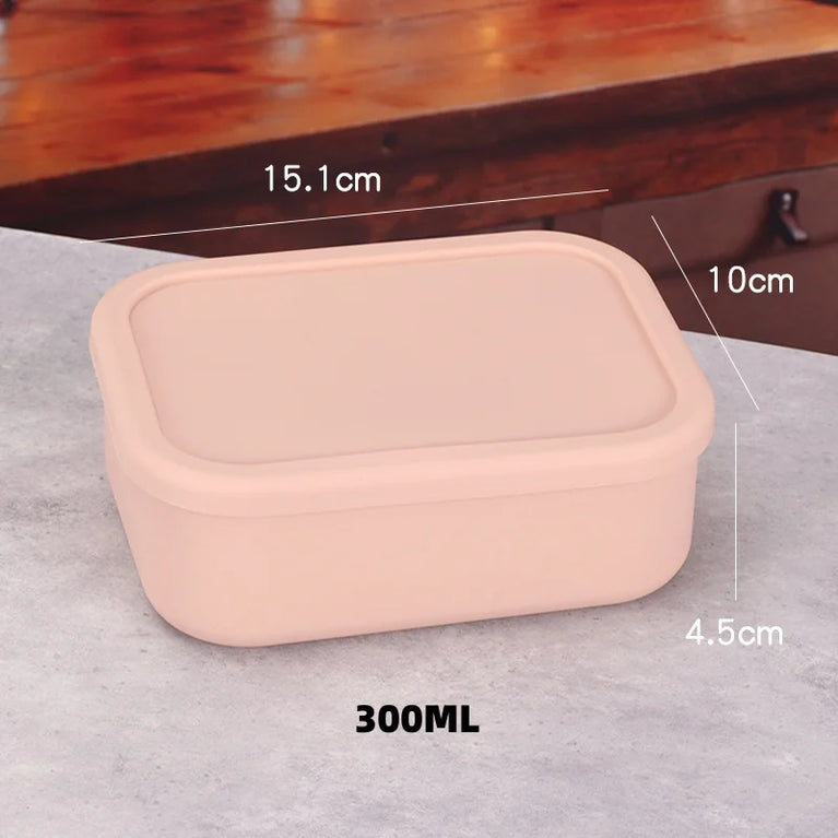Silicone Bento Box Rectangle Leak-Proof Microwave Safe Lunch Container Portable Food Storage