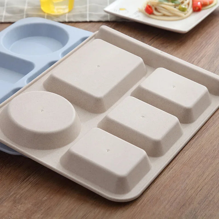 Eco-Friendly Wheat Fiber Meal Set | Anti-Fall Student & Toddler Dinnerware