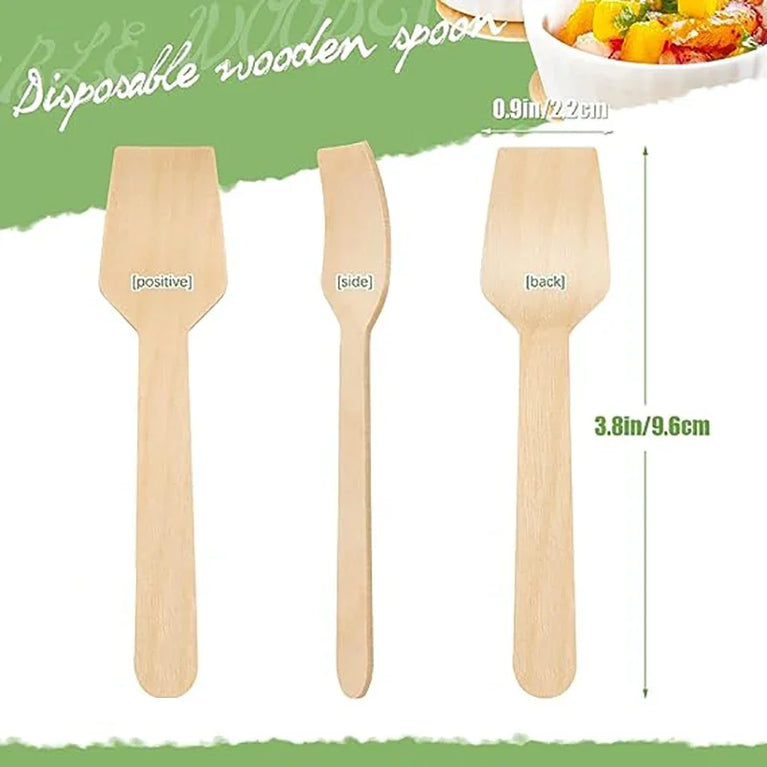 50/100PCS Mini Wooden Spoons 4 Inch Disposable Tasting Spoon Set
