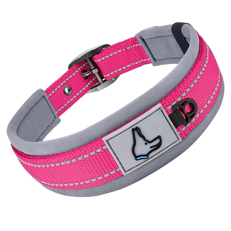 Padded Dog Collars Reflective Adjustable Heavy Duty Nylon Wide