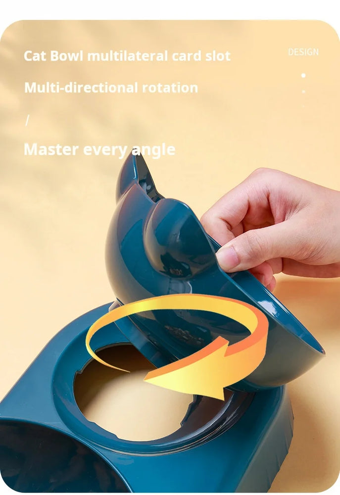 3 in 1 Tilted Cat Bowl Set with Water Feeder Raised Design