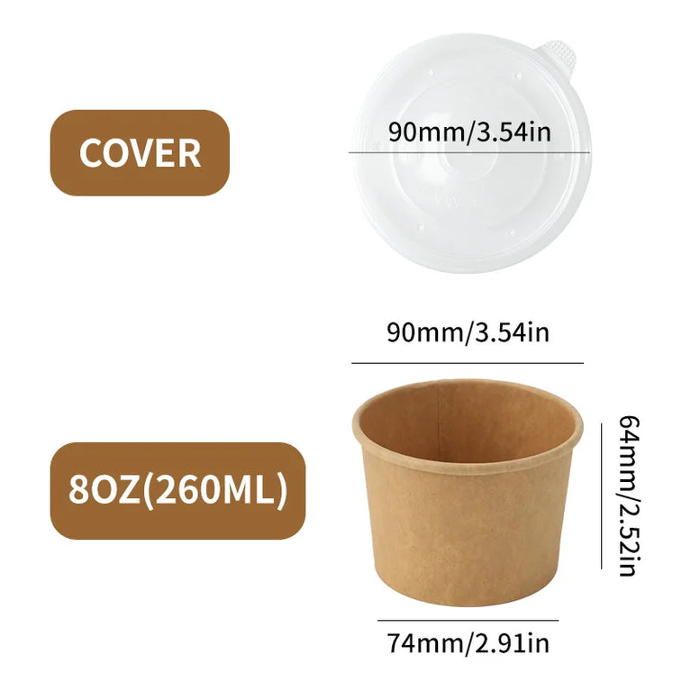 Disposable Kraft Paper Food Containers with Lids Leak Proof Meal Prep Lunch Box Set for Takeout Food Storage