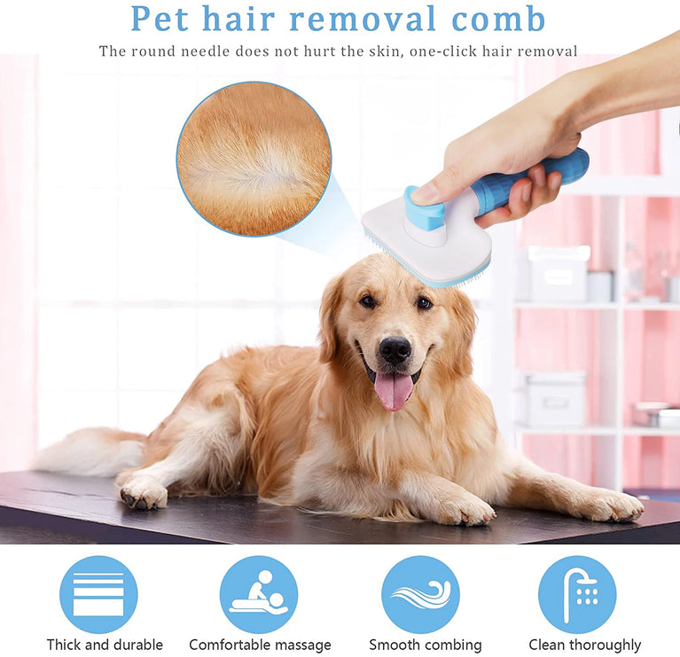 Stainless Steel Pet Grooming Brush | Pro Hair Remover & Comb