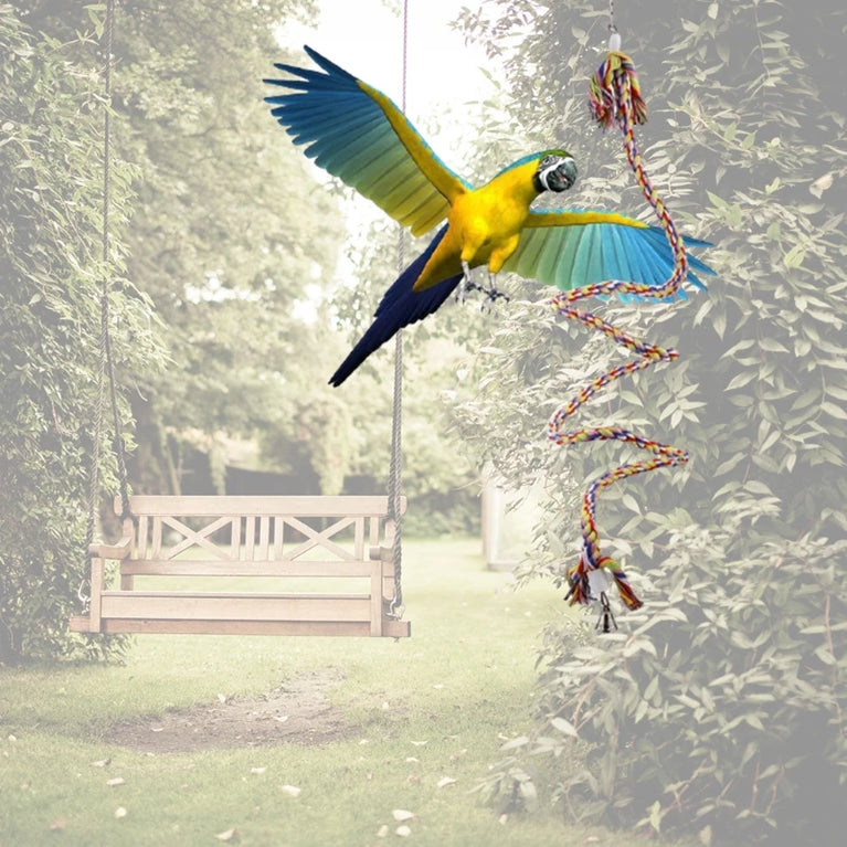 Bird Spiral-Rope Perch | Flexible Cotton Bungee with Bell
