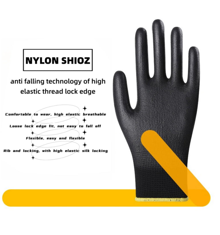 10 Pairs PU Safety Work Gloves Anti Slip Wear Resistant Gardening Woodworking Gloves PU200B