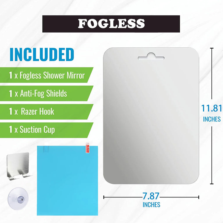 Fogless Acrylic Shower Mirror | Portable Anti-Fog Shaving Mirror with Non-Slip Stand