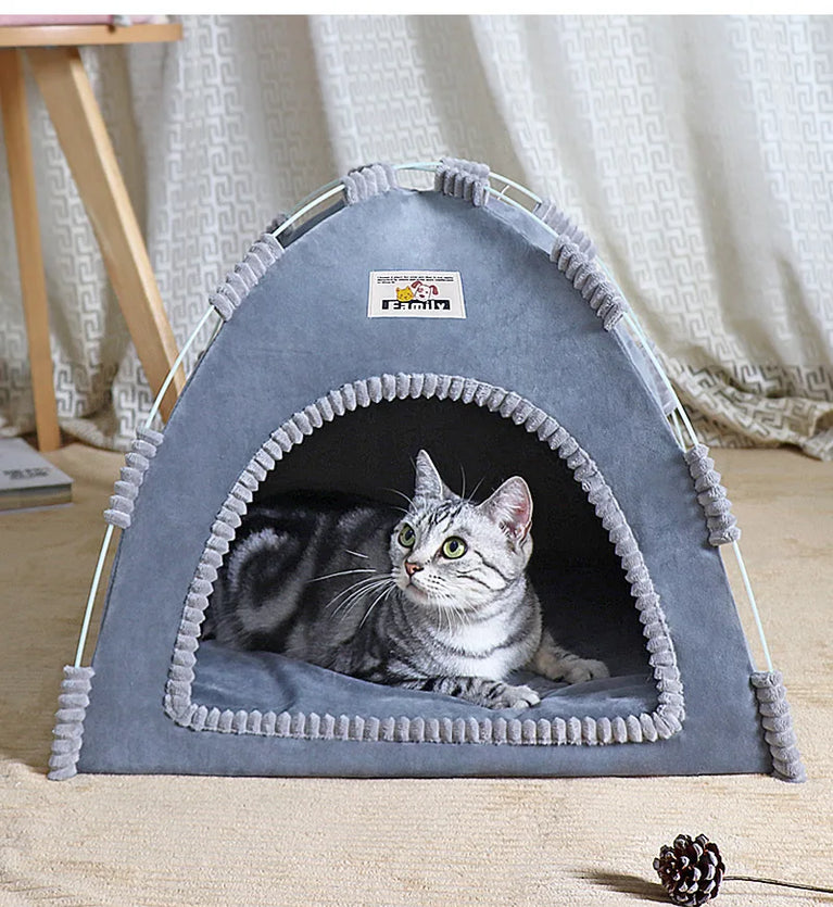 Foldable Cat House Pet Tent Breathable Portable Four Season Nest