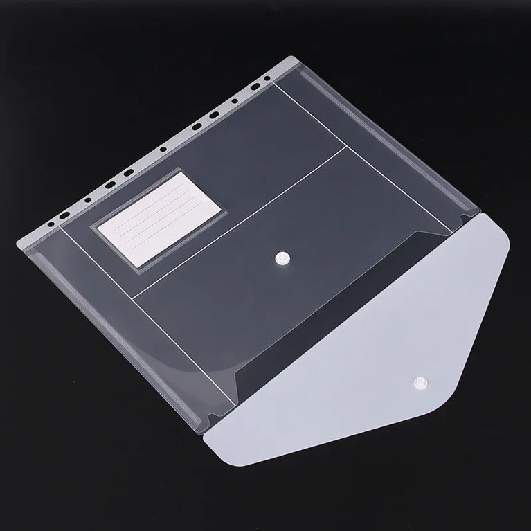 A4 Loose-Leaf Plastic Document Bag | 11-Hole Binder Compatible Envelopes