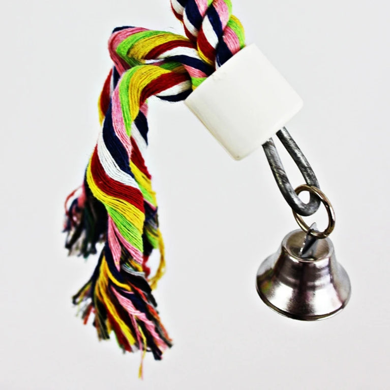 Bird Spiral-Rope Perch | Flexible Cotton Bungee with Bell