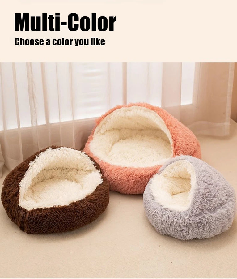 2 in 1 Soft Plush Pet Bed 50CM Round Cat Sleeping Nest Cave BedPs