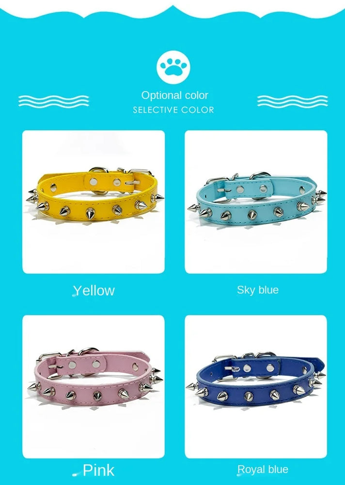 Harp Spiked Studded DogCollars PU Small Medium Large NeckStrap