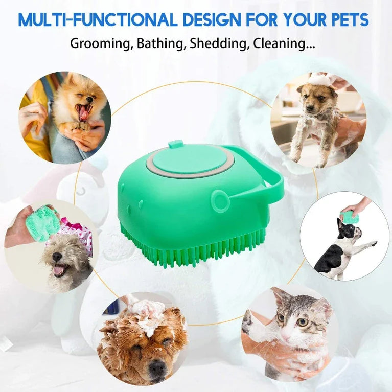 Pet Dog Shampoo Brush Silicone Massage Grooming Scrubber Bath Tool