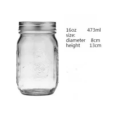 Wide Mouth Mason Jars with Lids Glass Food Storage Container for Meal Prep