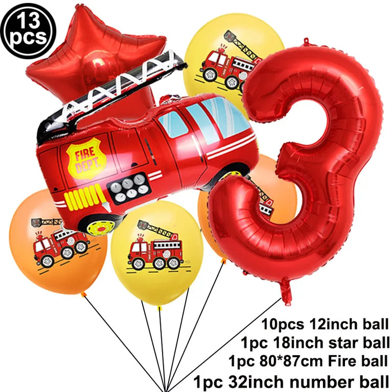 Firetruck Birthday Party Supplies Fire Theme Paper Plates Cups Napkins Set