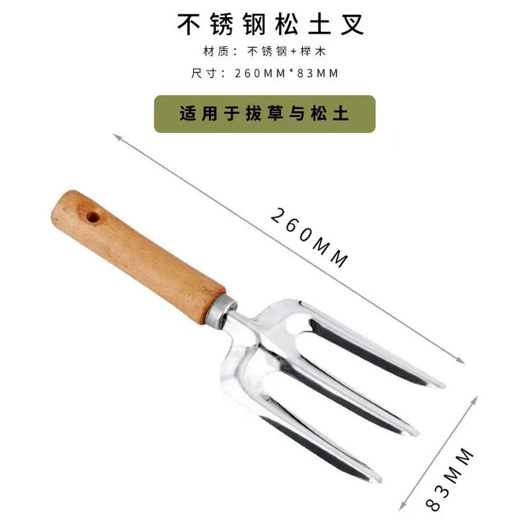 4PCS Heavy Duty Garden Tool Set Stainless Steel Hand Shovel Spade Rake Kit